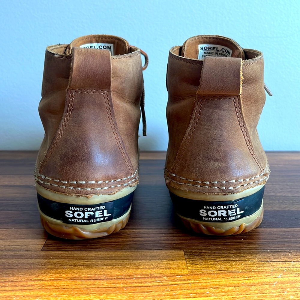 Sorel Brown & Black Out N About Plus Waterproof Leather / Rubber Duck Boots - Picture 7 of 11